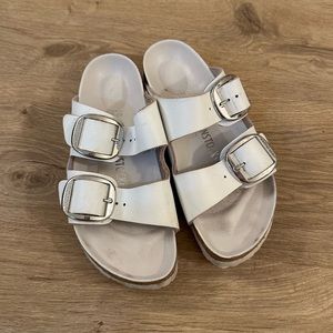 Birkenstock Arizona Big Buckle White Slide Sandals